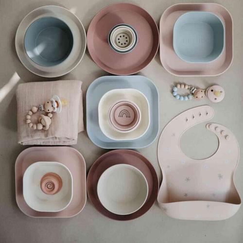 Mushie Round Dinnerware Plates, Set of 2