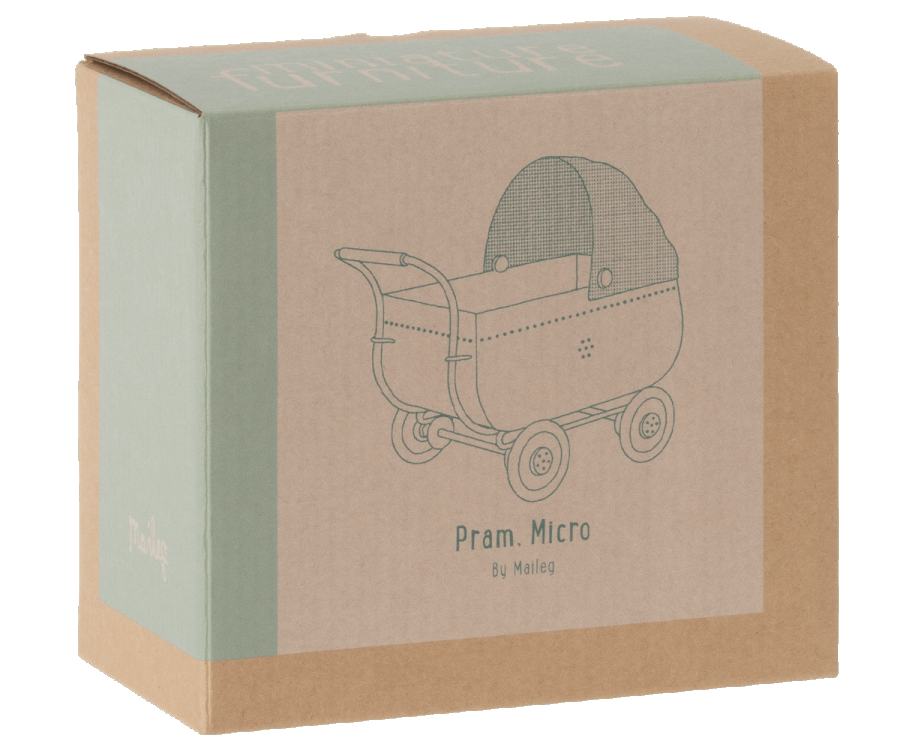 Maileg Pram, Micro - Blue