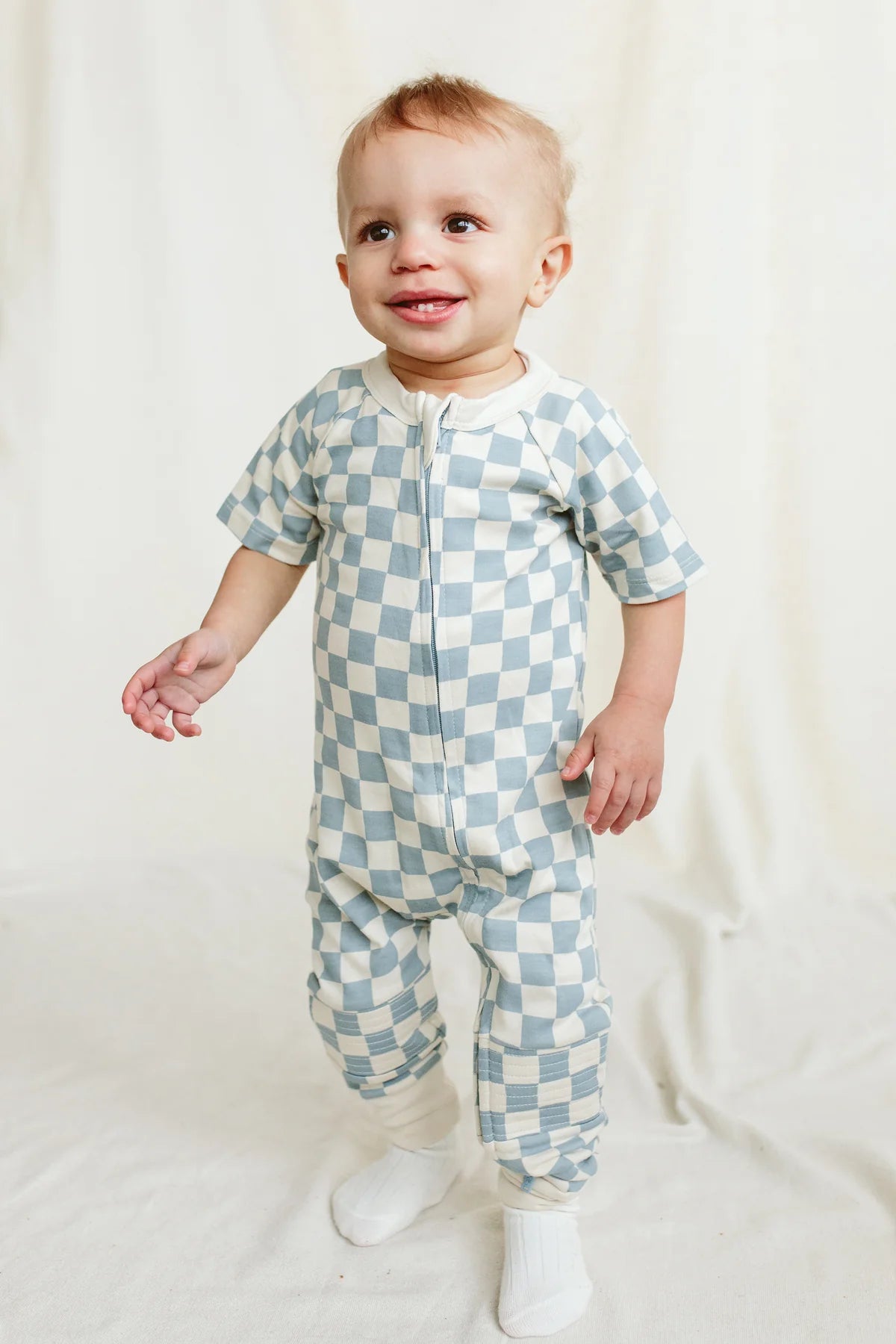 Goumikids Viscose Bamboo Organic Cotton Zipper One-Piece - Cabana