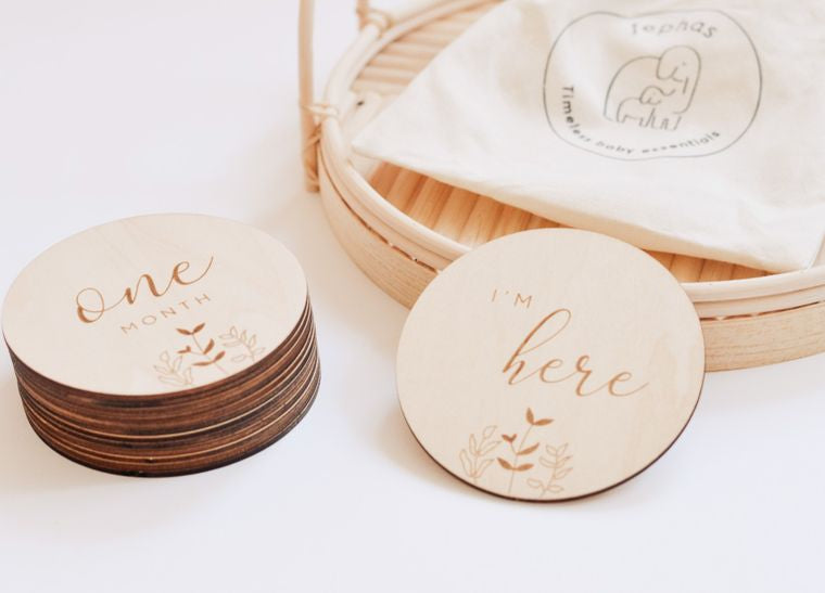 Fephas Baby Monthly Milestone Wooden Cards/ Floral