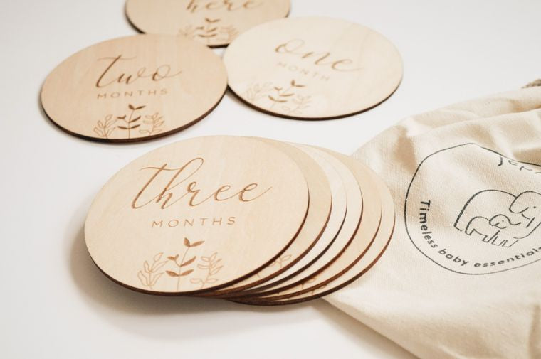 Fephas Baby Monthly Milestone Wooden Cards/ Floral