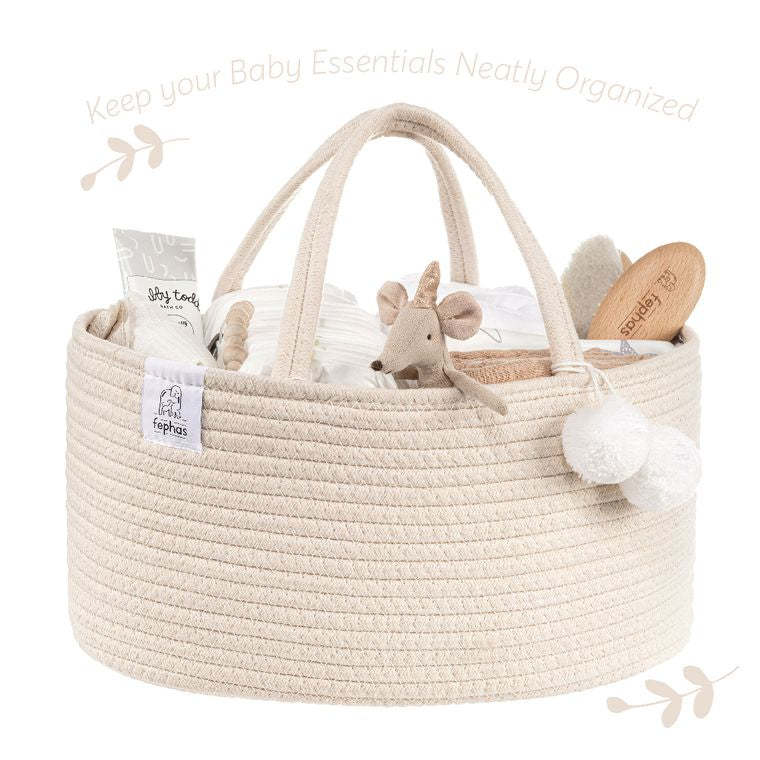 Fephas Rope Diaper Caddy - Beige